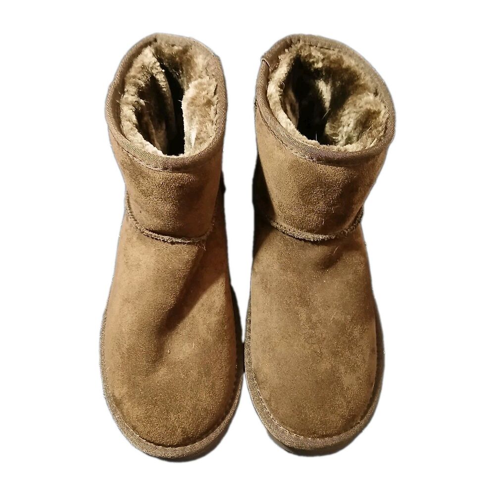 Maurices Caroline Faux Fur Brown Wedge Ankle Bootie Pull On Women's Size 8